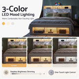 Artiss King Bed Frame with Storage, Charging Station & LED, White - Close-Up Angle