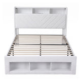 Artiss Queen Bed Frame with Storage Charging Station & LED White - Top-Down View