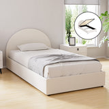 Artiss Bed Frame Gas Lift Strorage Beds Base Platform Boucle Fabric King Single ELLA - Close-Up Angle