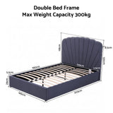 Artiss Double Bed Frame with Lift Up Storage and USB Ports Grey - Front View