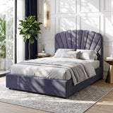 Artiss Double Bed Frame with Lift Up Storage and USB Ports Grey - Low Angle