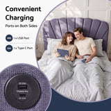 Artiss King Bed Frame with Lift Up Storage and USB Ports Grey - Rear View