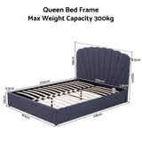 Artiss Queen Bed Frame with Lift Up Storage and USB Ports Grey