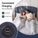 Artiss Queen Bed Frame with Lift Up Storage and USB Ports Grey