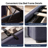 Artiss Queen Bed Frame with Lift Up Storage and USB Ports Grey - Close-Up Angle