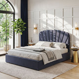 Artiss Queen Bed Frame with Lift Up Storage and USB Ports Grey - Low Angle