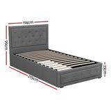 Artiss Bed Frame King Single Size Gas Lift Storage Mattress Base Wooden Grey - Front View