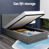 Artiss Bed Frame King Single Size Gas Lift Storage Mattress Base Wooden Grey - Top-Down View