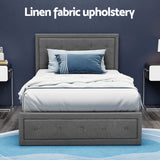 Artiss Bed Frame King Single Size Gas Lift Storage Mattress Base Wooden Grey - 45-Degree Angle