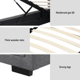 Artiss Bed Frame King Single Size Gas Lift Storage Mattress Base Wooden Grey
