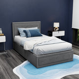 Artiss Bed Frame King Single Size Gas Lift Storage Mattress Base Wooden Grey - Close-Up Angle