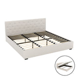Artiss Bed Frame King Size Gas Lift Beige VILA - Close-Up Angle