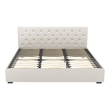 Artiss Bed Frame King Size Gas Lift Beige VILA - Side View