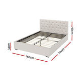 Artiss Bed Frame Queen Size Gas Lift Beige VILA - Front View