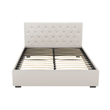 Artiss Bed Frame Queen Size Gas Lift Beige VILA - Side View