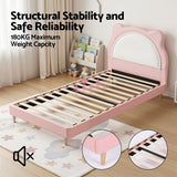 Artiss King Single Pink Kids Bed Frame for Girls Bedroom Cute Animal Upholstered - Rear View