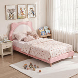 Artiss King Single Pink Kids Bed Frame for Girls Bedroom Cute Animal Upholstered - Extra Image