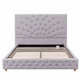 Artiss Double Bed Frame with Tufted Headboard and Plywood Slats Grey