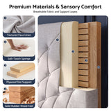 Artiss Double Bed Frame with Tufted Headboard and Plywood Slats Grey - Close-Up Angle