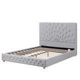 Artiss Queen Bed Frame with Tufted Headboard and Plywood Slats Grey - Front View