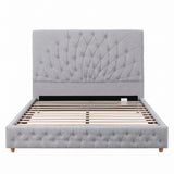 Artiss Queen Bed Frame with Tufted Headboard and Plywood Slats Grey - Top-Down View