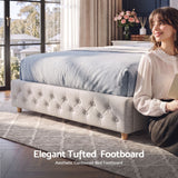 Artiss Queen Bed Frame with Tufted Headboard and Plywood Slats Grey - Extra Image
