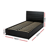 Artiss Bed Frame King Single Size LED Gas Lift Black LUMI - Side View