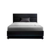 Artiss Bed Frame King Single Size LED Gas Lift Black LUMI - Side View
