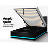 Artiss Bed Frame King Single Size LED Gas Lift Black LUMI - 45-Degree Angle