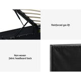 Artiss Bed Frame King Single Size LED Gas Lift Black LUMI - Rear View