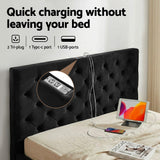 Artiss Double Bed Frame Storage Charging Station Upholstered 3 Drawers USB Type-C - Top-Down View