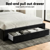 Artiss Double Bed Frame Storage Charging Station Upholstered 3 Drawers USB Type-C - Rear View
