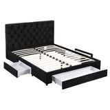 Artiss Double Bed Frame Storage Charging Station Upholstered 3 Drawers USB Type-C - Extra Image