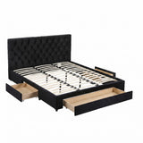 Artiss King Bed Frame Storage Charging Station Upholstered 3 Drawers USB Type-C - Front View