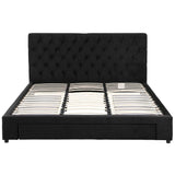 Artiss King Bed Frame Storage Charging Station Upholstered 3 Drawers USB Type-C - Top-Down View