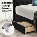 Artiss King Bed Frame Storage Charging Station Upholstered 3 Drawers USB Type-C - 45-Degree Angle