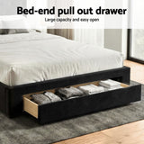 Artiss King Bed Frame Storage Charging Station Upholstered 3 Drawers USB Type-C - Rear View