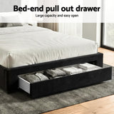 Artiss King Bed Frame Storage Charging Station Upholstered 3 Drawers USB Type-C - Rear View