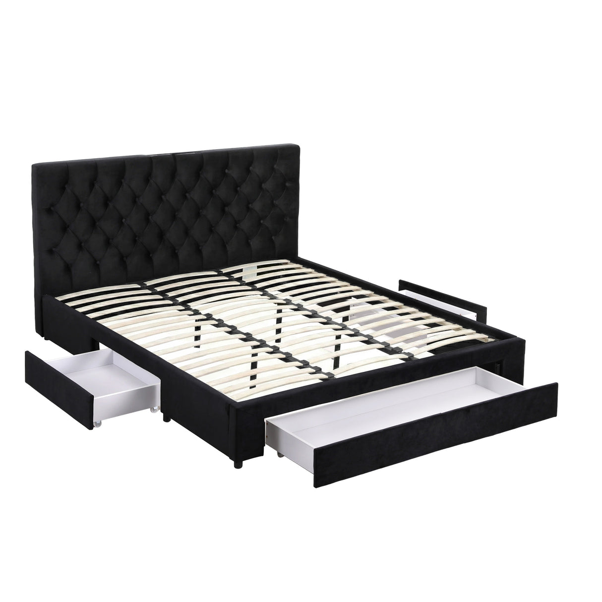Artiss King Bed Frame Storage Charging Station Upholstered 3 Drawers USB Type-C