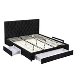 Artiss King Bed Frame Storage Charging Station Upholstered 3 Drawers USB Type-C - Extra Image