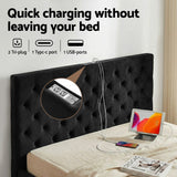 Artiss Queen Bed Frame Storage Charging Station Upholstered 3 Drawers USB Type-C - Top-Down View