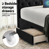 Artiss Queen Bed Frame Storage Charging Station Upholstered 3 Drawers USB Type-C - 45-Degree Angle