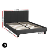 Artiss Bed Frame Double Size Charcoal NEO - Front View
