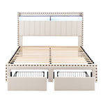 Artiss Queen Upholstered Bed Frame with Shelf Storage Drawers Charging Station Mood Lighting Linen