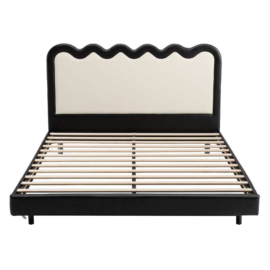 Artiss Double Bed Frame, Floating Design with RGB LED and USB Charging