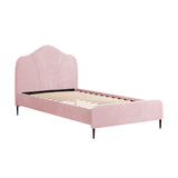 Artiss Bed Frame King Single Size Velvet Pink OLAN - Close-Up Angle