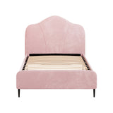 Artiss Bed Frame King Single Size Velvet Pink OLAN - Side View