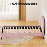 Artiss Bed Frame King Single Size Velvet Pink OLAN - 45-Degree Angle