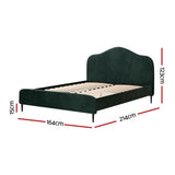 Artiss Bed Frame Queen Size Velvet Dark Green OLAN
