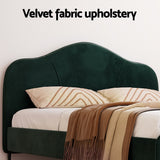 Artiss Bed Frame Queen Size Velvet Dark Green OLAN - Top-Down View